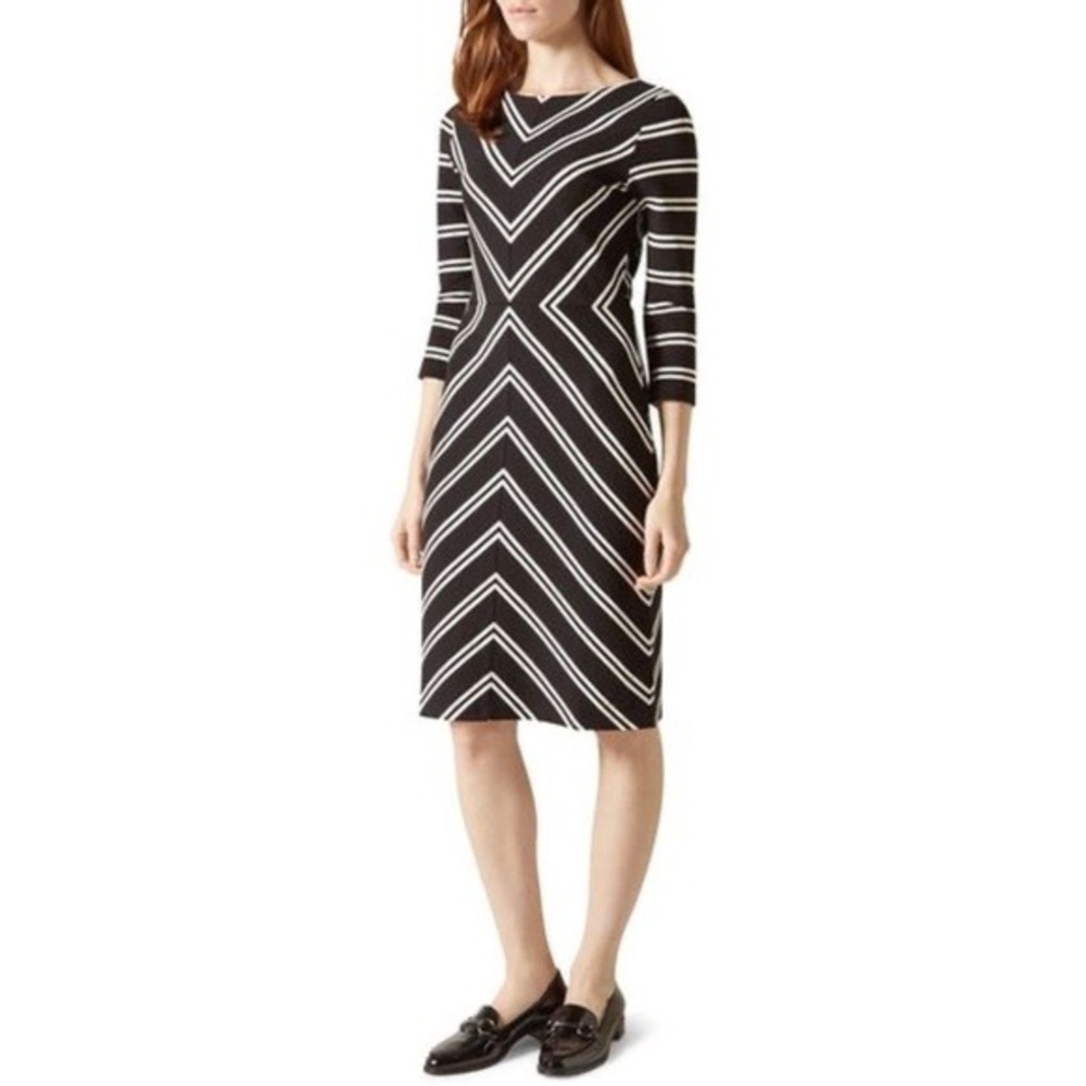 SADE NEW YORK Black White Chevron Stripe Sheath Dress Size 10
